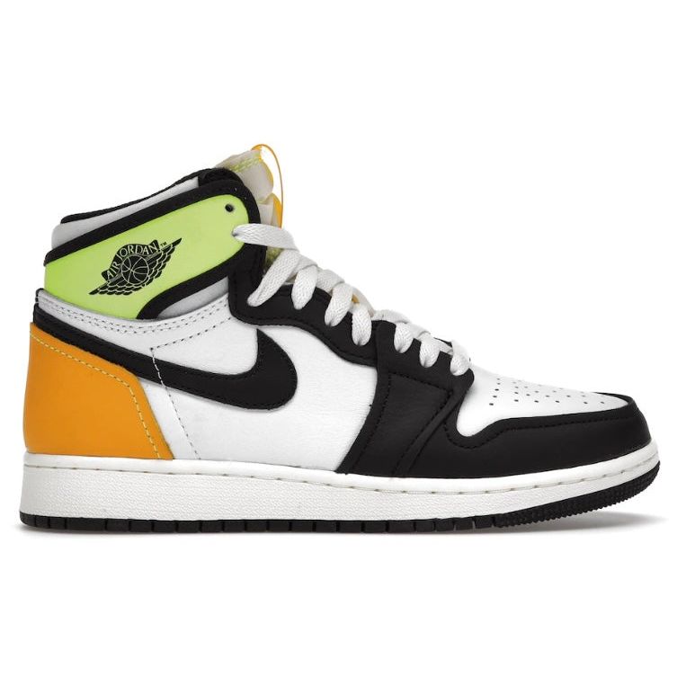 Jordan 1 Retro High White Black Volt University Gold (GS)