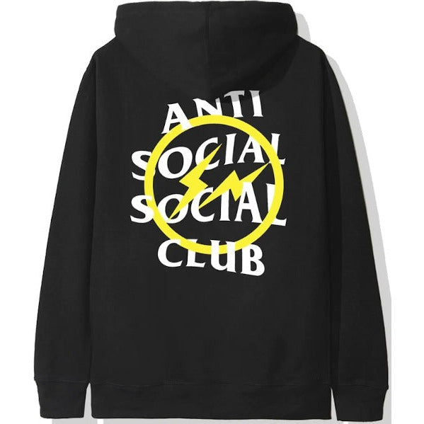 Anti Social Social Club x Fragment Yellow Bolt Hoodie Black