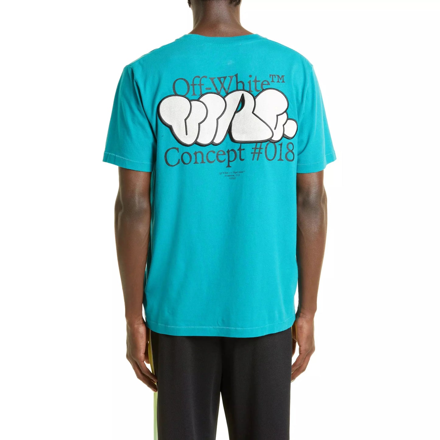 Off-White Gender Inclusive Brick Slim Fit Graphic Tee Petrol Blue/White