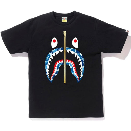 Bape ABC Gold Zip Shark Tee Black/Blue