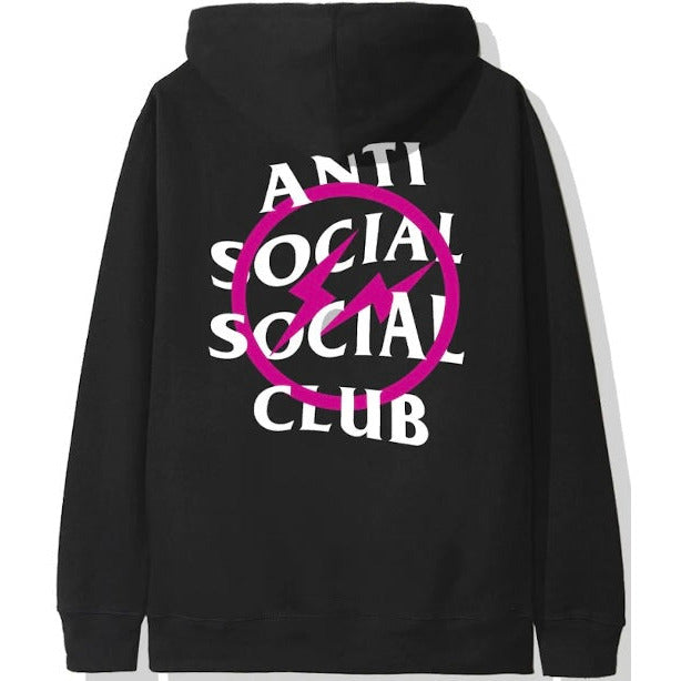 Anti Social Social Club x Fragment Pink Bolt Hoodie Black