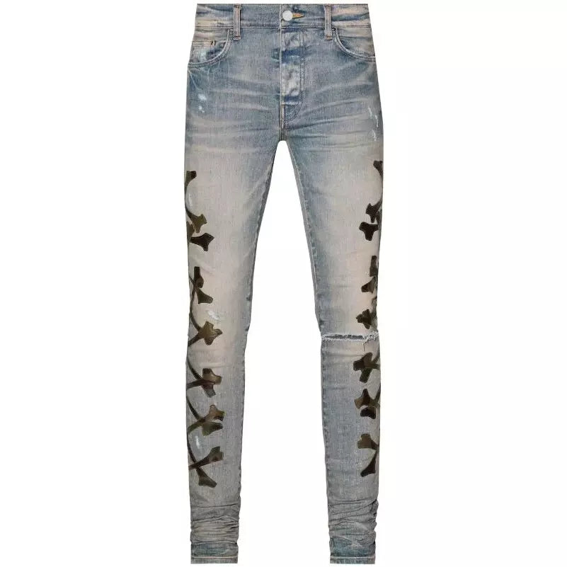 Amiri Camo Bone Jeans Blue