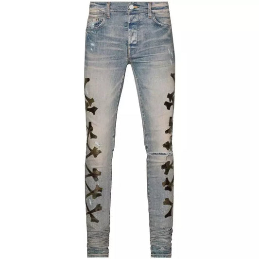 Amiri Camo Bone Jeans Blue